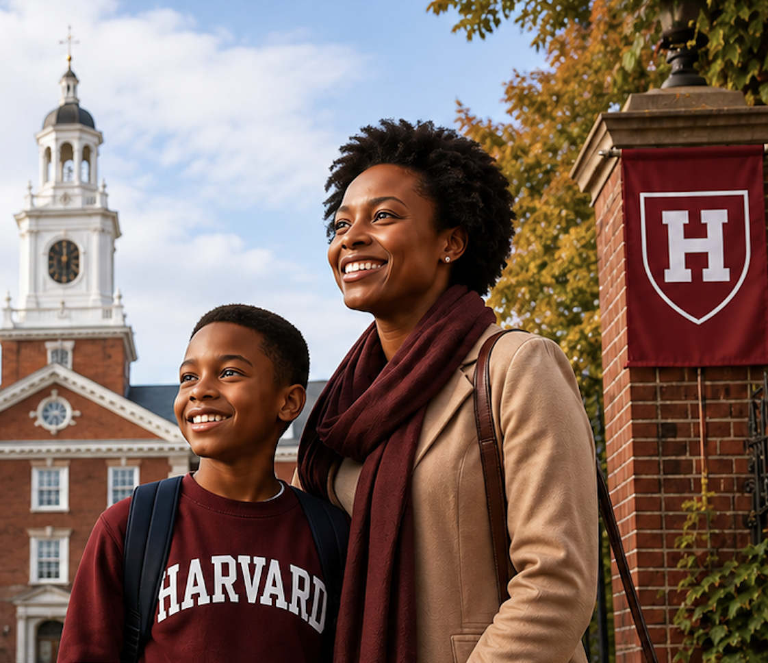 African parent and child at Harvard